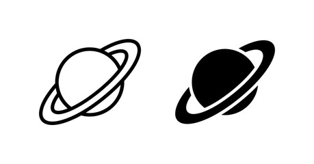 Saturn Planet Icons, Space Celestial Body Symbols, Cosmic Orbit Graphic Resources © Rabbi