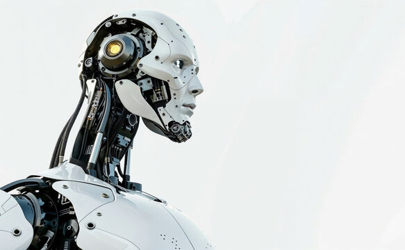Advanced humanoid robot with detailed mechanical design. Generative AI image