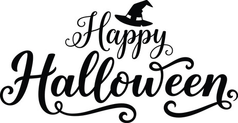 Elegant halloween typography with witch hat festive greeting for spooky season celebrations and party decorations © Farjana