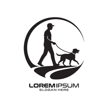 Professional Dog Walker Logo Minimalist Vector for Pet Care and Training Service