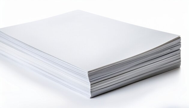Stack Of Blank White Brochures Or Booklets Isolated On White Background