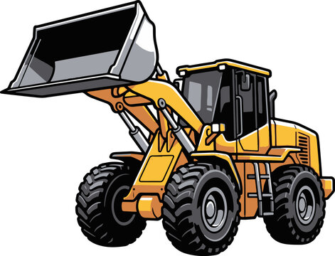 Yellow Wheel Loader Heavy Construction Machine Vector Illustration