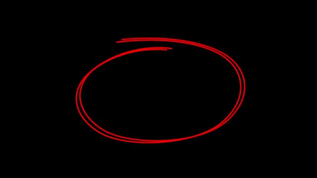 Hand drawn circle in red marker animation. Hand drawn circle in red marker. red circle highlighter scribble animation.