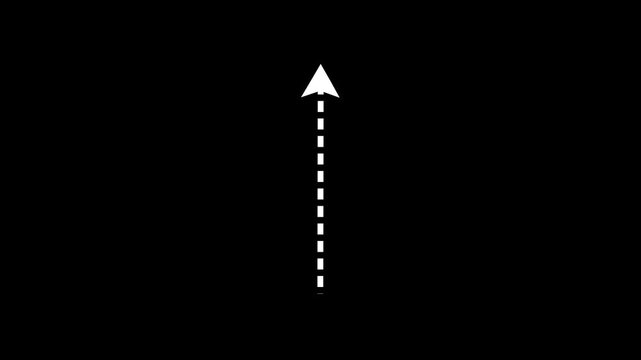 up arrow direction icon with dotted line animation. dot arrows icon sign animation. Motion graphics of straight line arrow. 4k video