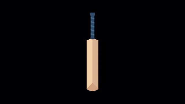Flat Vector Cricket Bat Pop In Animation Alpha Channel Loop