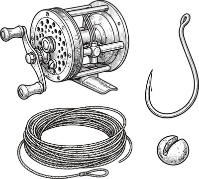 Fishing gear components. Hook, line, and sinker.