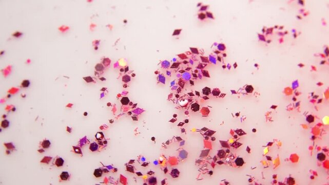 Glitter particles on white background