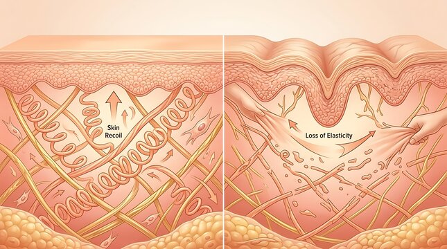 Anatomical comparison of skin recoil and loss of elasticity