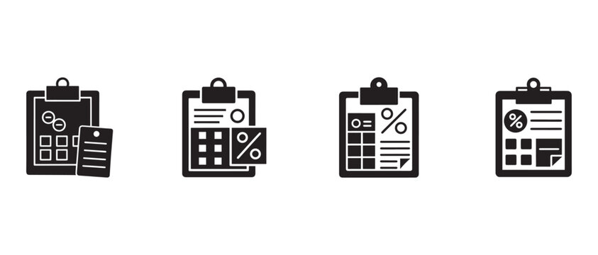 clipboard with documents and calculator  business and finance symbols