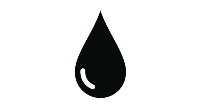 Rain drop black silhouette vector on transparent background