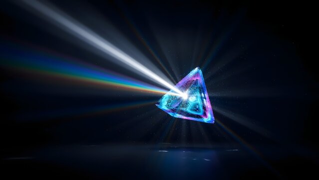 Abstract particle prism refracting white laser beam &ndash; Perfect for laser tag arenas, event lighting brands, or futuristic game UI.