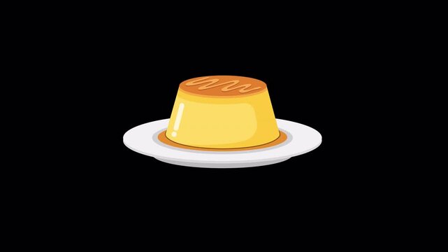 Vector Caramel Pudding Gelatin Jiggle Animation Loop on Alpha Channel