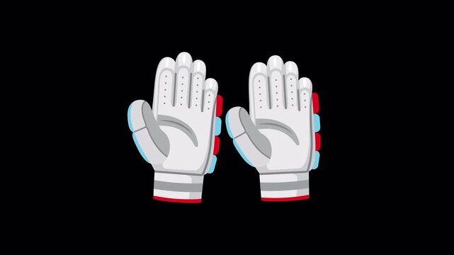 White Leather Cricket Gloves Floating Motion Graphic on Alpha Channel