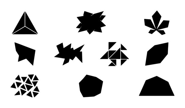 Abstract Geometric Shapes Collection, Modern Minimalist Vector Icons, Black Polygon Forms for Design Elements, Creative Digital Art Assets