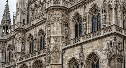 Fototapeta premium Gothic Architecture Details | Ornate Building Facade | Ornate Stone Carvings