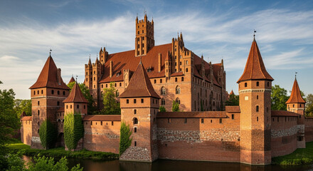 Fototapeta premium Medieval Teutonic Castle Fortress Landscape Exterior