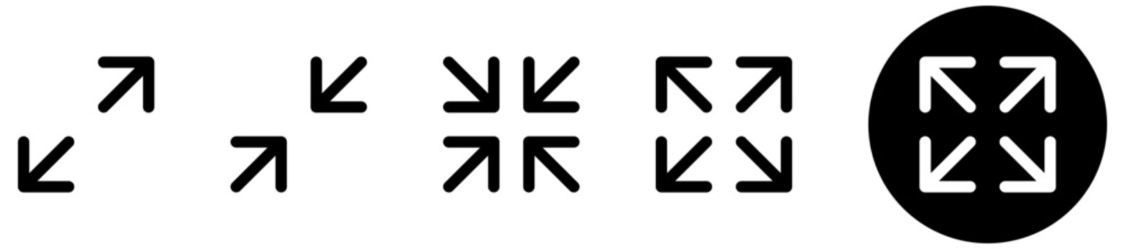 maximize and minimize line Arrows icon set , vector resizing, expanding arrow line icons