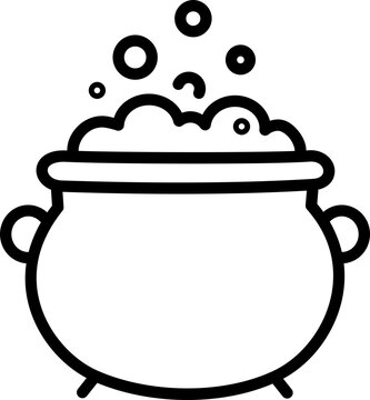 Witch Cauldron Icon - Halloween Potion Pot Line Icon