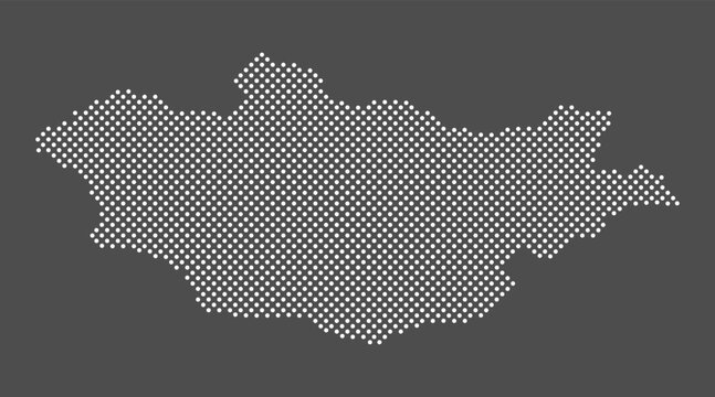 Mongolia map dot on gray background.  Dotted map of  Mongolia for your design. Vector eps10.