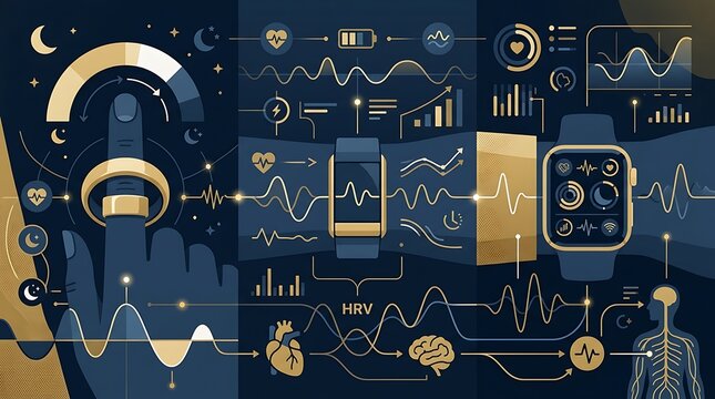 Wearable technology devices tracking health metrics and sleep