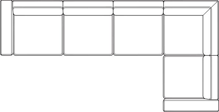L shaped sectional sofa top view outline drawing for interior design floor plan and furniture layout