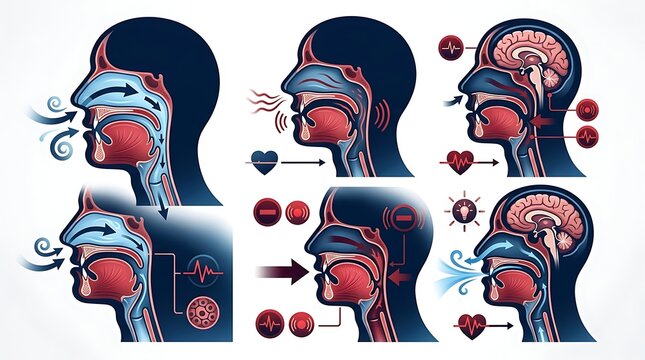 Cross section of human head showing respiratory and sensory systems