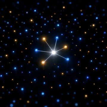Bright central point connected to nearest neighboring stars, k-nearest neighbors concept