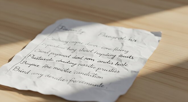 Open book with handwritten notes on wooden table.