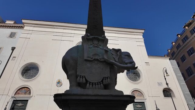 Elephant and obelisk sculpture near the Pantheon in Rome