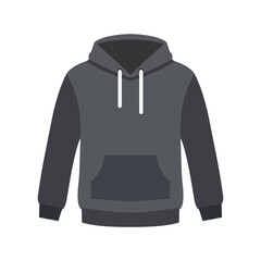 Dark grey hoodie vector illustration on white background, hooded sweatshirt flat design. © MD kibriya Ahamed 
