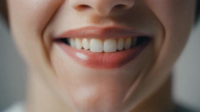 Close-up of a young person's lips with natural makeup and subtle smile