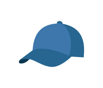 Blue baseball cap icon isolated on white background summer sport headwear accessory design.