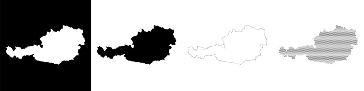 austria map infographic isolated monochrome element travel halftone design vector outline clipart cartography simple silhouette illustration graphic dotted