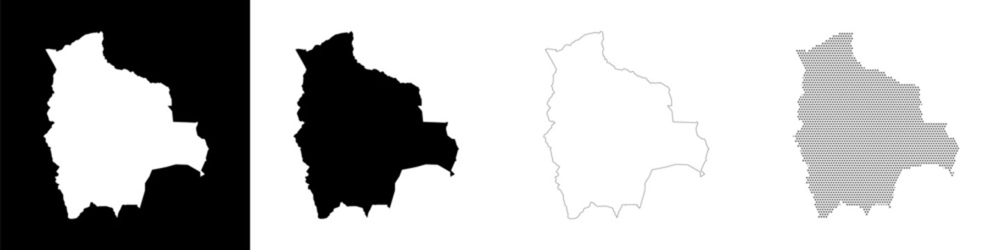 bolivia map border silhouette outline isolated white background illustration black geography simple halftone shape design vector clipart region icon