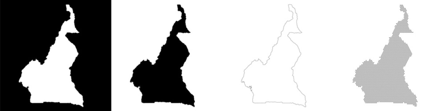 cameroon map flat territory isolated element border vector infographic silhouette halftone solid outline state illustration dotted education contour