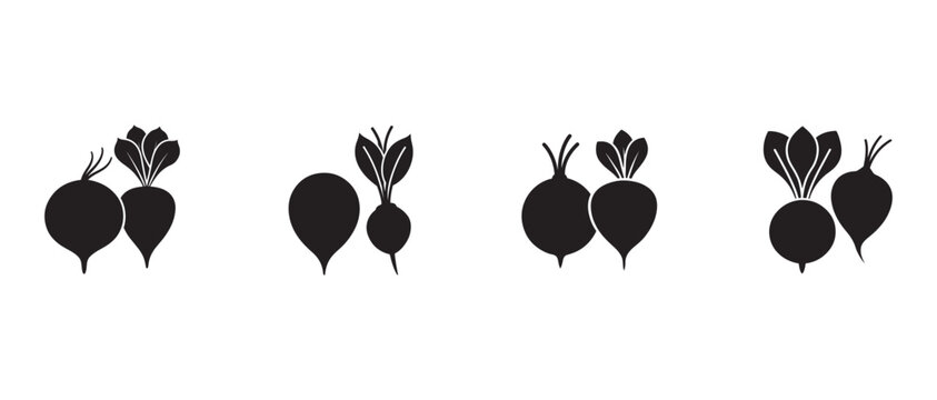 beets with leaves on white background  vegetable icons
