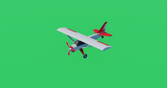 Plane landing on green background. 3d render illustration.