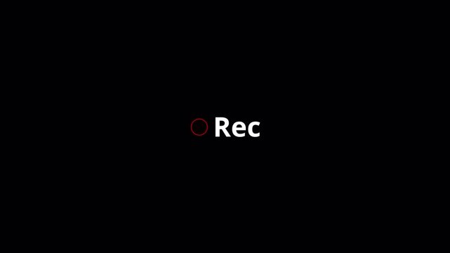 Recording REC Text Button Animation with Alpha Channel, Blinking Record Icon for Live Stream, Video Recording Indicator Overlay on Transparent Background in 4K