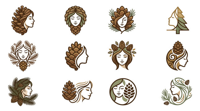 Pinecone woman faces and heads.
