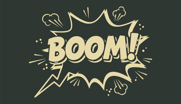 Comic book explosion and impact effects with boom pow wham text various cartoon