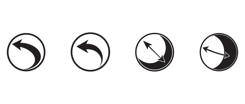 circular arrow icons on white background for navigation and direction  set of four circular arrow icons in black and white for navigation and direction