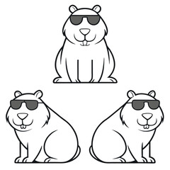 Naklejka premium Background capybara in sunglasses vector image 