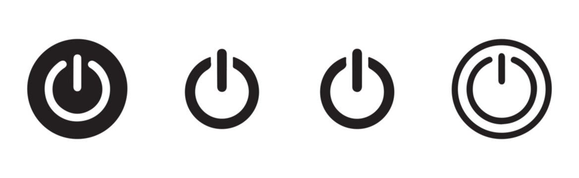 Power button icons set vector illustration. collection of modern on off symbols in different styles.