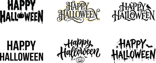 Happy halloween typography collection for festive designs and spooky celebrations © mdkamran