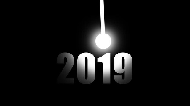 Glowing Light illuminating 2019 New Year Innovation, Vision, Success and Business Growth Concept  on black background 4k video animation...
