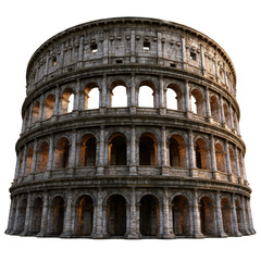 Fototapeta premium Ancient Roman Colosseum amphitheater arches, isolated on transparent background