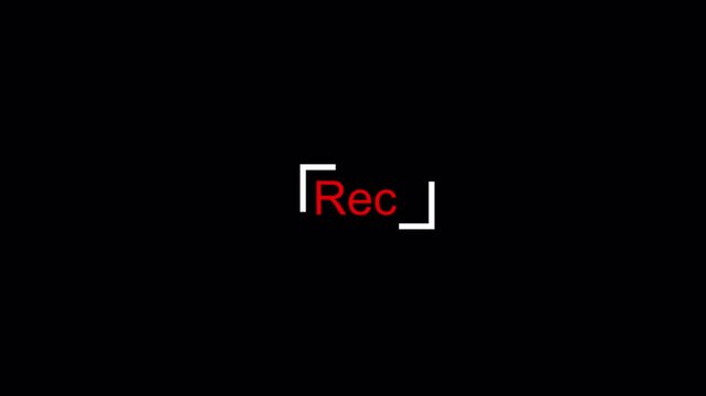 Recording REC Text Button Animation with Alpha Channel, Blinking Record Icon for Live Stream, Video Recording Indicator Overlay on Transparent Background in 4K