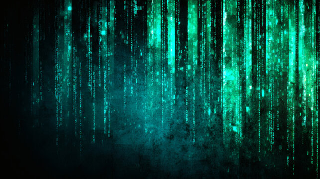 Green Digital Code Rain with Glitch Effect &ndash; Cyberpunk Matrix Style