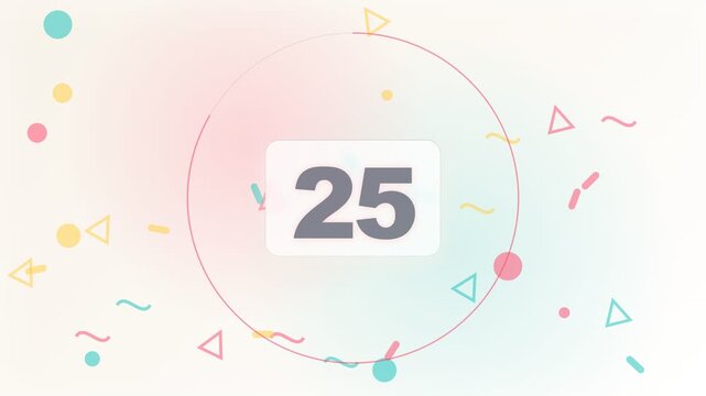 30 Second Countdown Timer Animation from 30 to 0 Seconds with Numbers for Videos, Presentations, Events, and Stock Footage, Abstract Memphis style timer animation. Retro 90s motion graphic countdown.