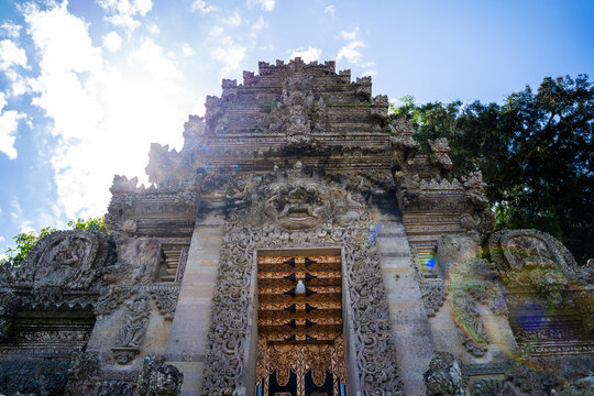 The grand stone staircase and ancient entrance of Pura Kehen temple, Bangli, Bali, Indonesia